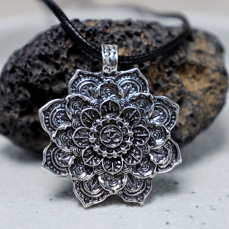 Shop Classic Women's  Necklaces & Pendants with a Modern Twist-Buddha Stones Tibetan Lotus Blessing Necklace Pendant