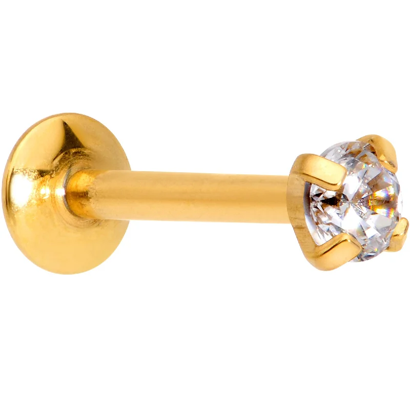 Women's Earrings – Elegant Designs for Every Personality--5/16 Clear 2mm Gem Gold IP Internally Threaded Labret Monroe Tragus Women's Earrings – Elegant Designs for Every Personality--5/16 Clear 2mm Gem Gold IP Internally Threaded Labret Monroe Tragus