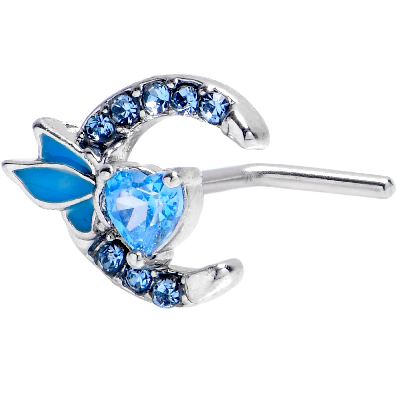 Designer Nose Rings for Bold Looks -20 Gauge 7mm Blue Gem Butterfly Heart Moon L Shape Nose Ring
