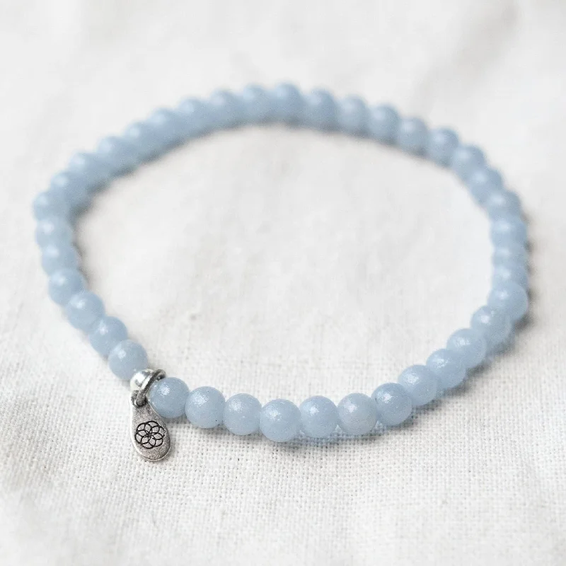 Women's Bangles with Semi-Precious Stones-Angelite Energy Bracelet