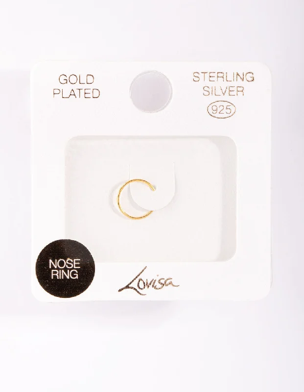 Affordable and Stylish Nose Rings -Gold Plated Sterling Silver Fine Nose Ring