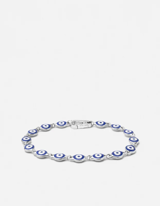 Men's Bracelets with Inspirational Messages-Blue Eye Bracelet, Sterling Silver