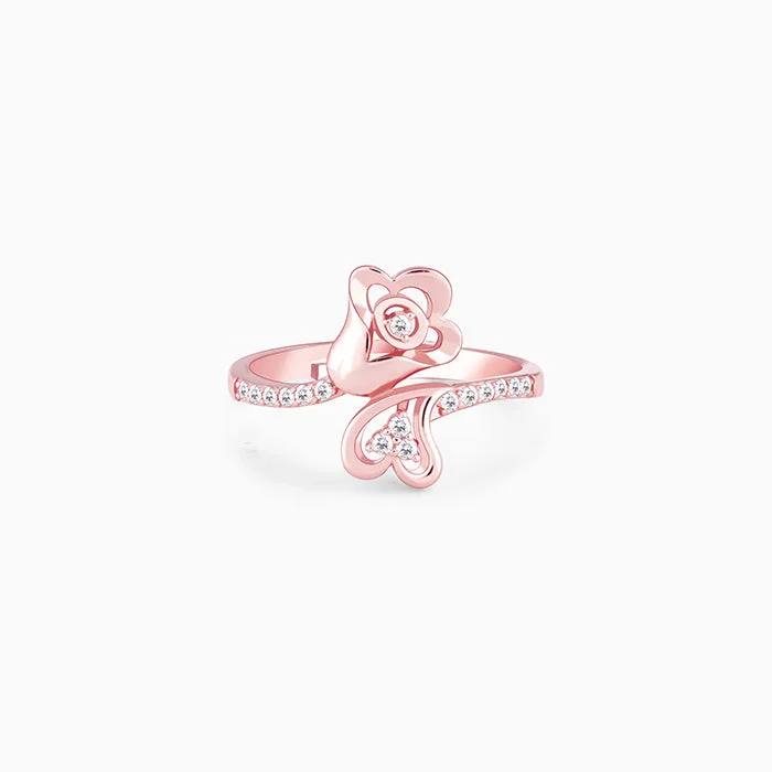 Chic Women's Rings for Fashion-Forward Looks-Rose Gold Blossoming Heart Ring