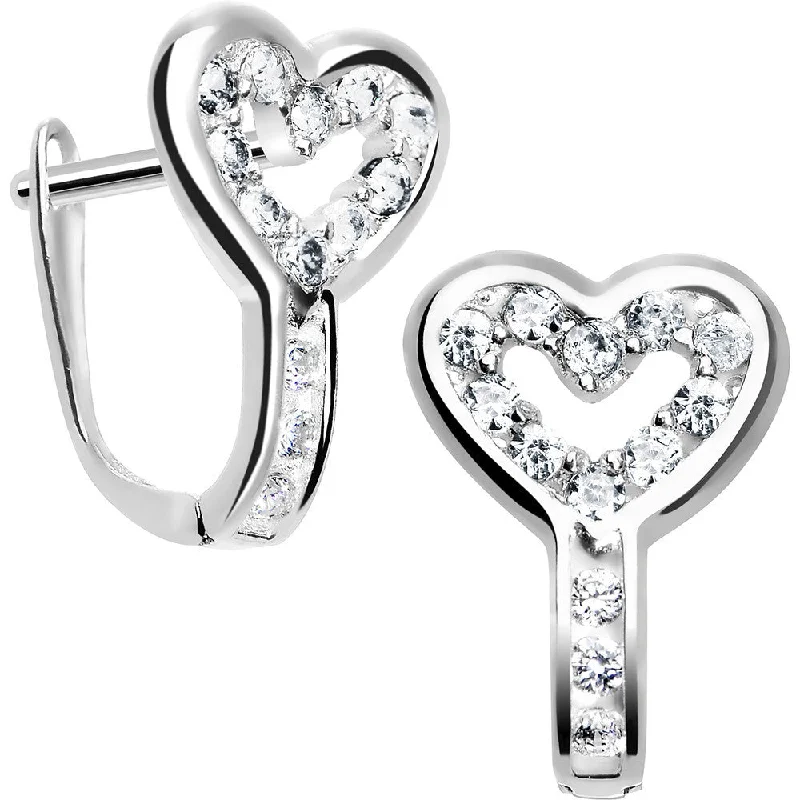 Women's Earrings – Elegant Designs for Every Personality--Sterling Silver Heart CZ April Birthstone Youth Leverback Earrings