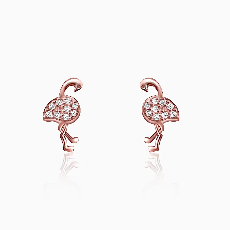 Women's Earrings – Elegant Designs for Every Personality--Rose Gold Flamingo Studs