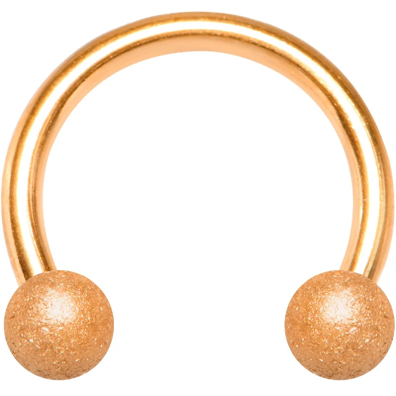 Comfortable Lip Rings with Adjustable Fit16 Gauge 5/16 Rose Gold Color PVD Textured Horseshoe Circular Barbell