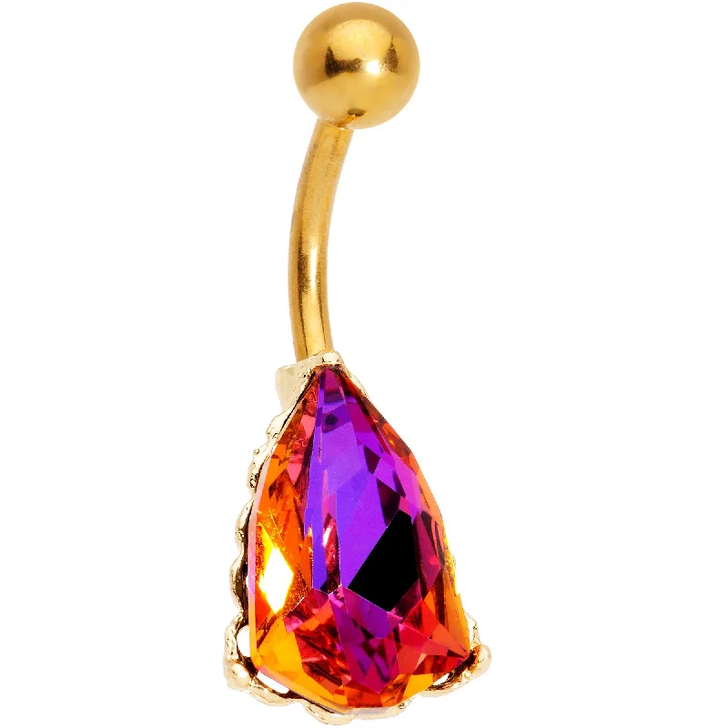 Belly Rings with Beautiful Designs for Trendy Looks -Purple Aurora Gem Gold Tone Capture the Sunset Belly Ring Belly Rings with Beautiful Designs for Trendy Looks -Purple Aurora Gem Gold Tone Capture the Sunset Belly Ring