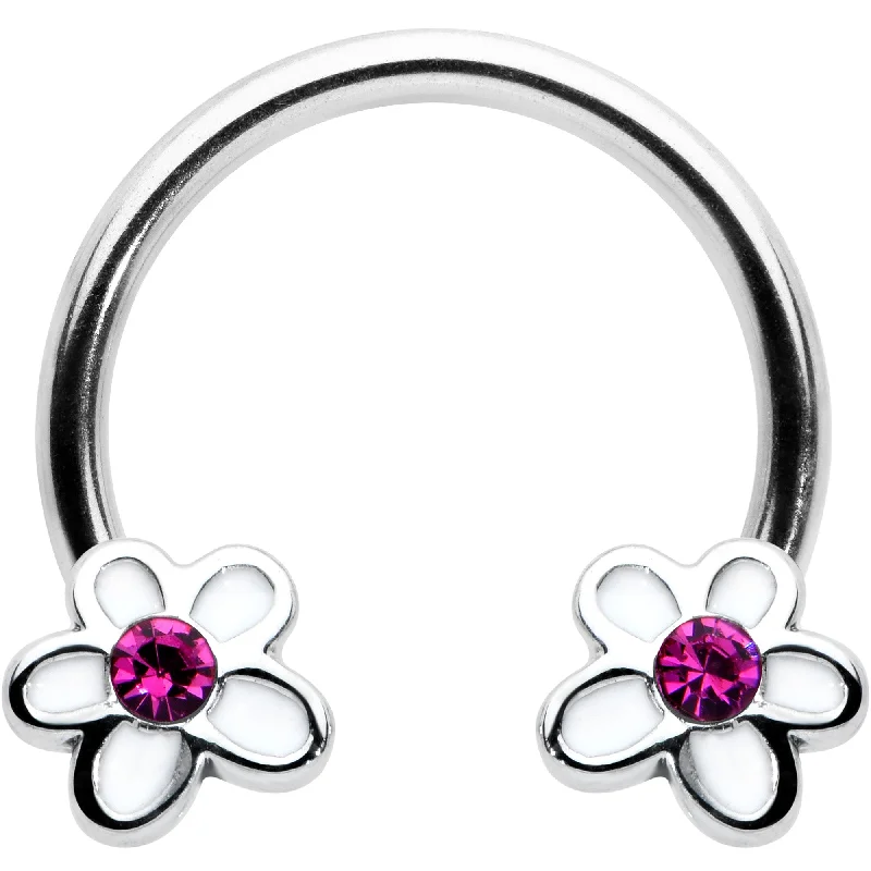 Comfortable Lip Rings for a Perfect Fit16 Gauge 3/8 Pink Gem Daisy Flowers Horseshoe Circular Barbell