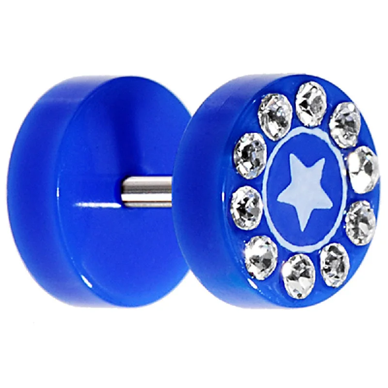 Women's Earrings – Elegant Designs for Every Personality--Blue Acrylic Jeweled Star Cheater Plug