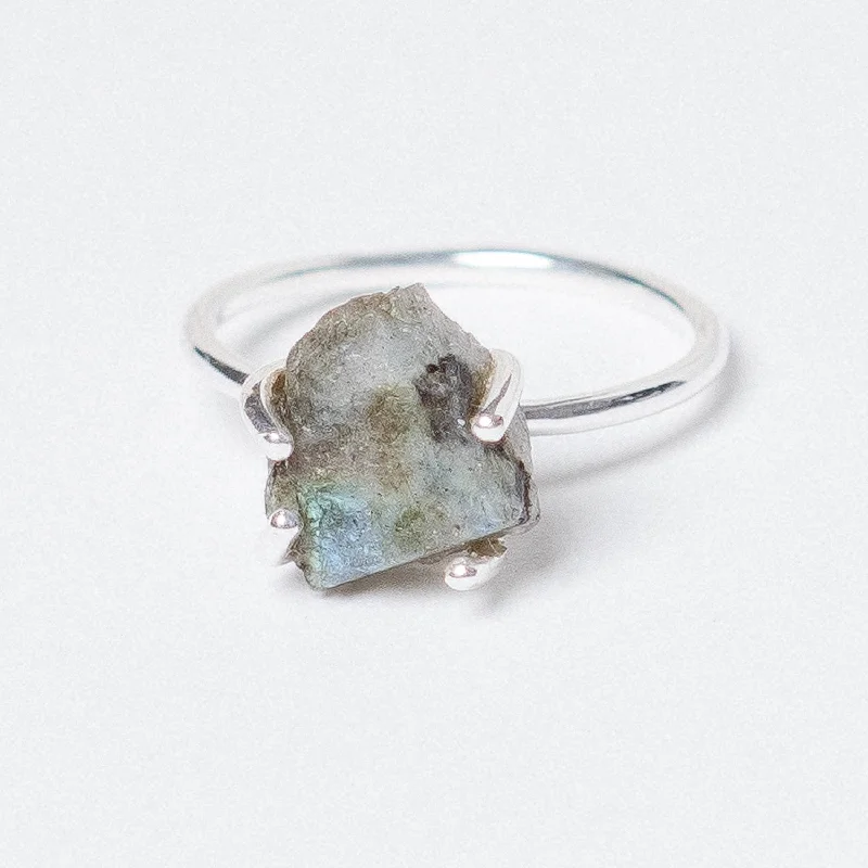 Chic Women's Rings for Fashion-Forward Looks-Labradorite Raw Freeform Gold or Silver Ring