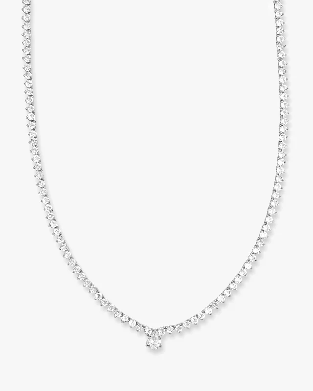 Shop Classic Women's Necklaces & Pendants with a Modern Twist-Not Your Basic Teardop Tennis Necklace 16" - Silver|White Diamondettes Shop Classic Women's Necklaces & Pendants with a Modern Twist-Not Your Basic Teardop Tennis Necklace 16" - Silver|White Diamondettes