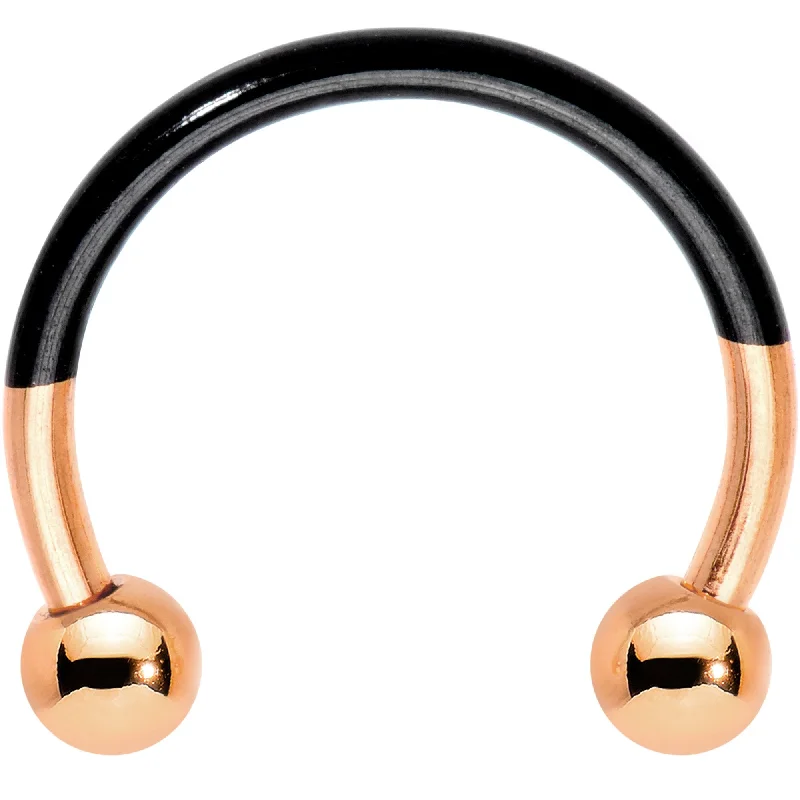 Comfortable and Sleek Lip Rings for All16 Gauge 3/8 Rose Gold Tone Black Two Tone Horseshoe Circular Barbell