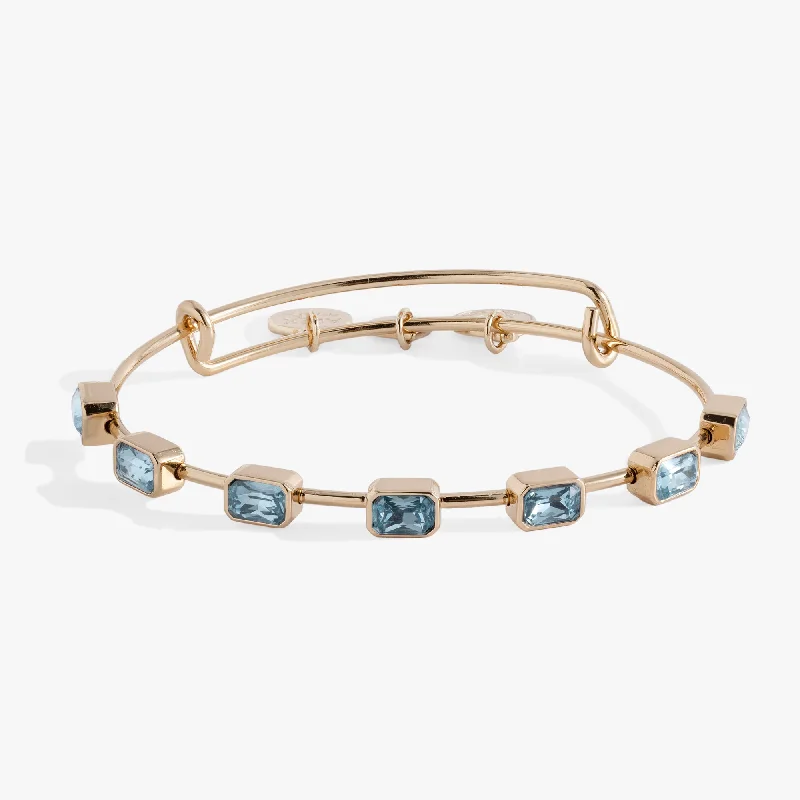 Simple Bangles for Women-March Birthstone Emerald Cut Bangle