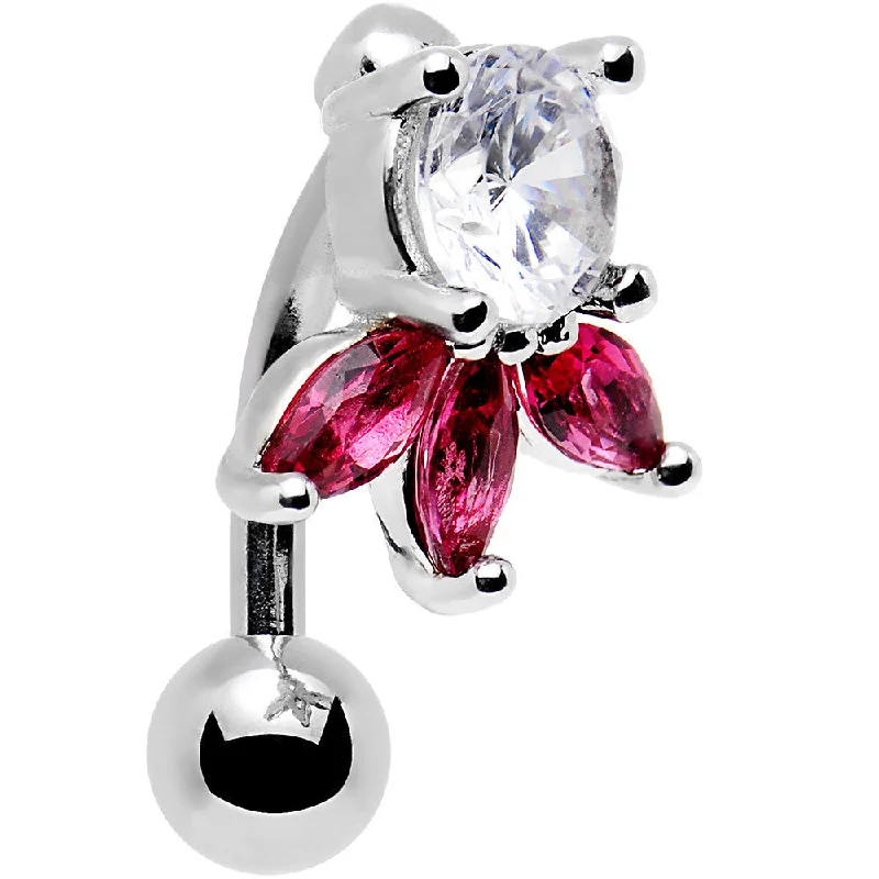 Stunning Belly Rings for Special Occasions -Clear Pink Gem Flip Flower Reversible Top Mount Belly Ring Stunning Belly Rings for Special Occasions -Clear Pink Gem Flip Flower Reversible Top Mount Belly Ring