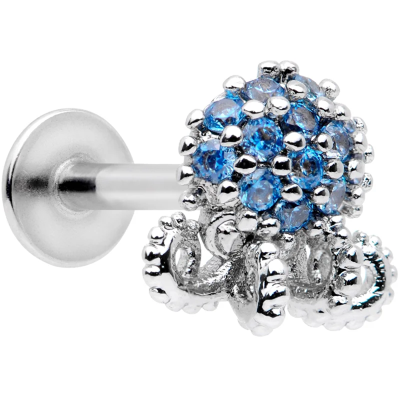 Timeless Lip Rings for All Occasions16 Gauge 5/16 Blue CZ Gem Ocean Jellyfish Labret Monroe Tragus