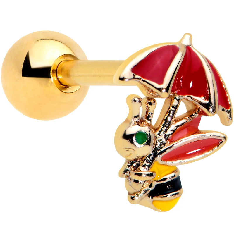 Women's Earrings – Elegant Designs for Every Personality--16 Gauge 1/4 Gold Tone Rainy Day Umbrella Bee Cartilage Tragus Earring Women's Earrings – Elegant Designs for Every Personality--16 Gauge 1/4 Gold Tone Rainy Day Umbrella Bee Cartilage Tragus Earring