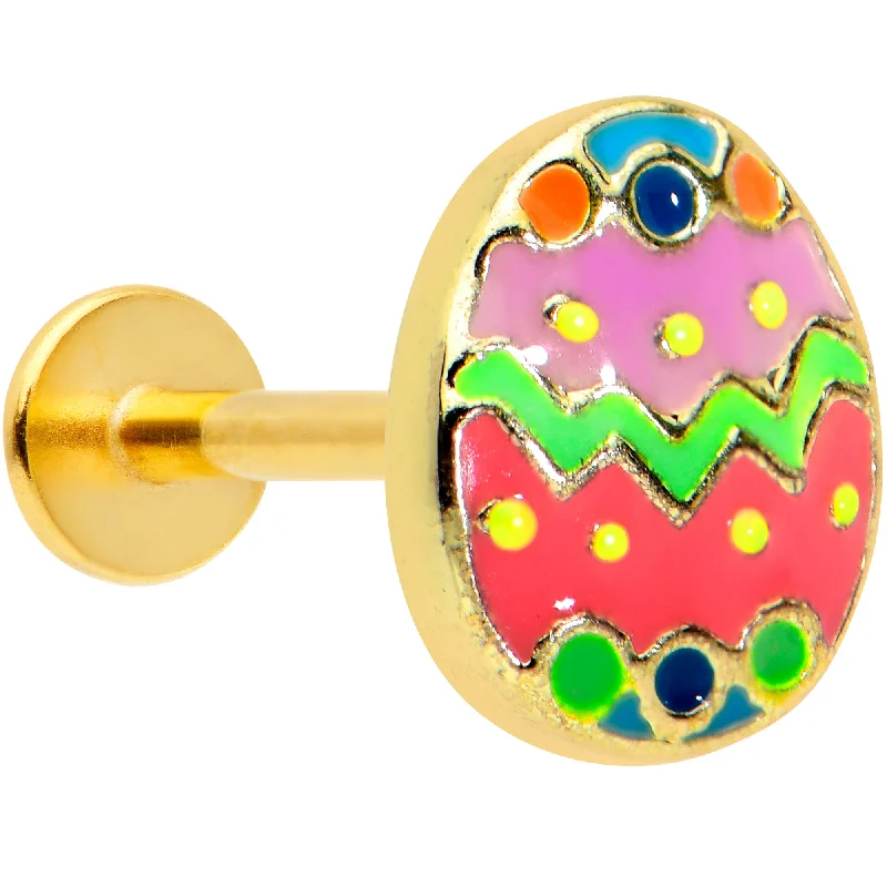 Classic Lip Rings for Everyday Fashion16 Gauge 5/16 Gold Tone Funky Painted Easter Egg Labret Monroe Tragus