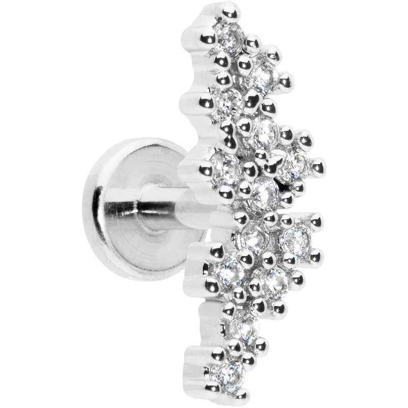 Comfortable Lip Rings for Style and Comfort16 Gauge 1/4 Clear CZ Gem Texture Arc Internal Thread Labret Tragus