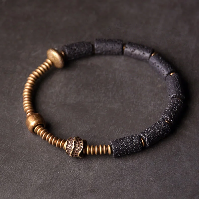 Cool Bracelets for Men-Buddha Stones Luck Wealth Black Lava Rock Beads Copper Bracelet Cool Bracelets for Men-Buddha Stones Luck Wealth Black Lava Rock Beads Copper Bracelet