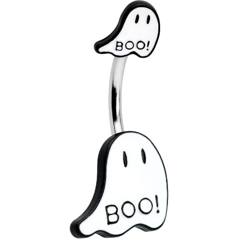 Belly Rings with Heart-Shaped Designs -Halloween White Glow in the Dark Ghosts Double Mount Belly Ring Belly Rings with Heart-Shaped Designs -Halloween White Glow in the Dark Ghosts Double Mount Belly Ring