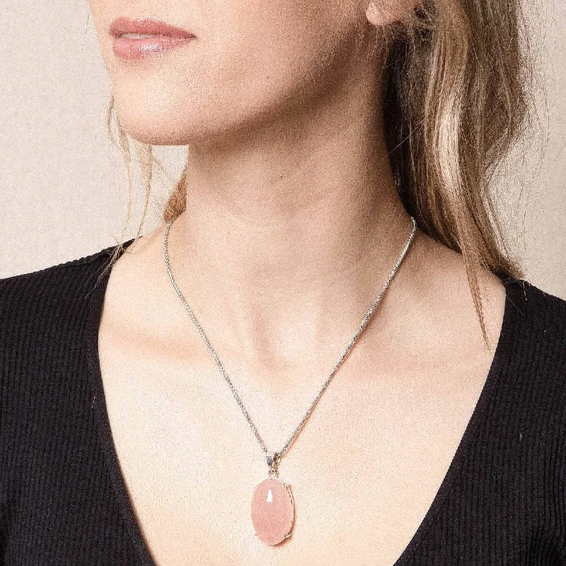 Shop Classic Women's Necklaces & Pendants with a Modern Twist-Rose Quartz Silver Pendant Necklace Shop Classic Women's Necklaces & Pendants with a Modern Twist-Rose Quartz Silver Pendant Necklace