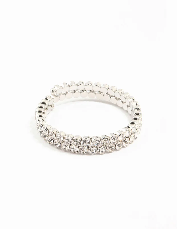 Personalized Cuff Bangles for Women-Silver Diamante Bangle