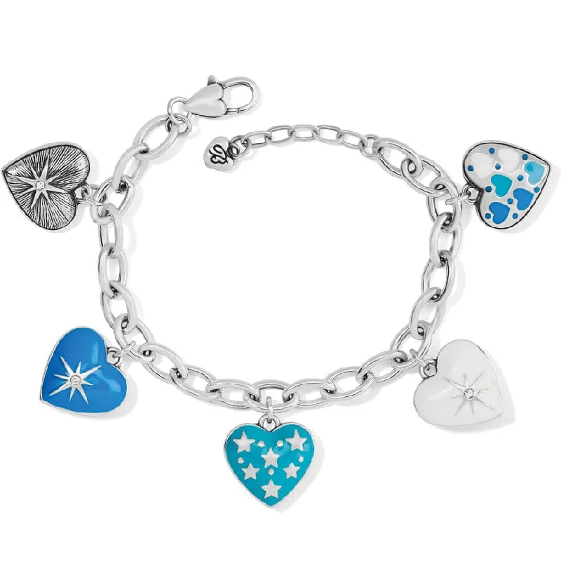Women's Bangles with Ruby Accents-Amore Shades Hearts Charm Bracelet