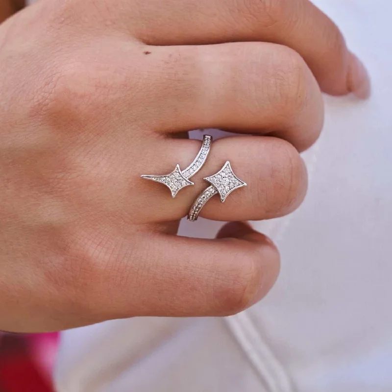 Chic Women's Rings for Fashion-Forward Looks-GLD Signature Star Ring in White Gold Vermeil Chic Women's Rings for Fashion-Forward Looks-GLD Signature Star Ring in White Gold Vermeil