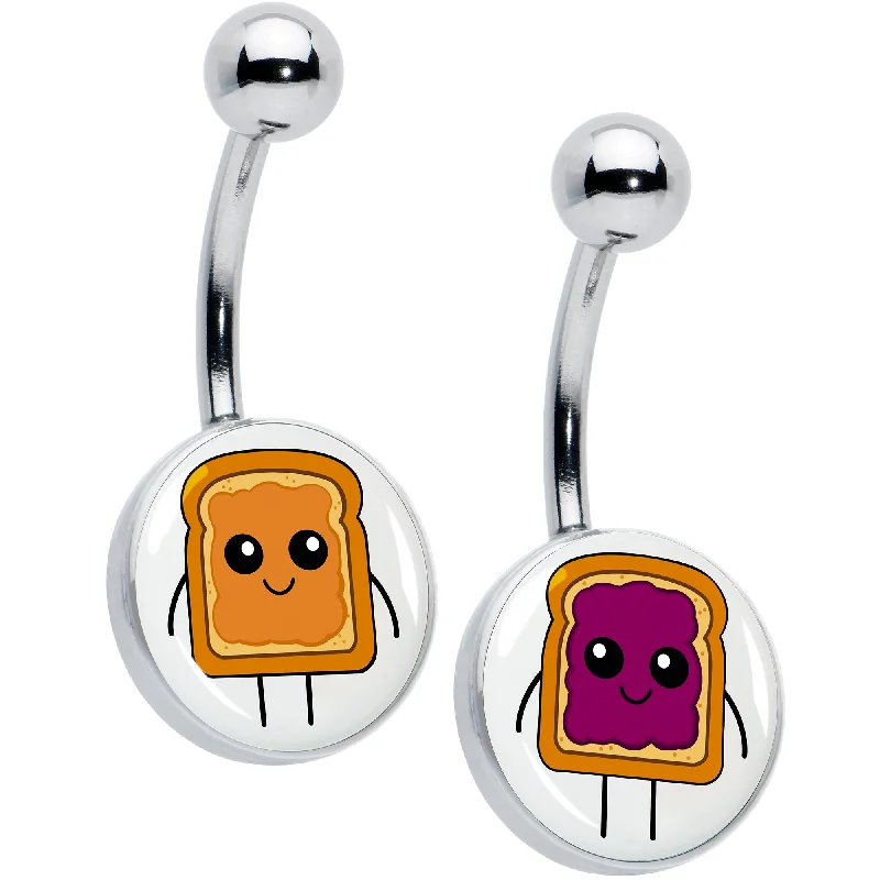 Stylish Belly Rings for Exclusive Fashion -PB and J Peanut Butter and Jelly Sandwich BFF Set of 2 Belly Rings Stylish Belly Rings for Exclusive Fashion -PB and J Peanut Butter and Jelly Sandwich BFF Set of 2 Belly Rings