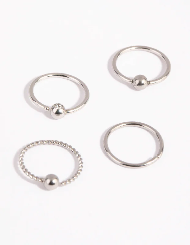 Stylish and Affordable Nose Rings for Women -Surgical Steel Textured Nose Ring 4-Pack Stylish and Affordable Nose Rings for Women -Surgical Steel Textured Nose Ring 4-Pack