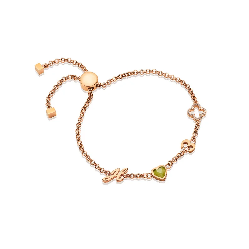 Luxury Wedding Bangles for Women-Made Mine Charm Bracelet (Rose Gold)
