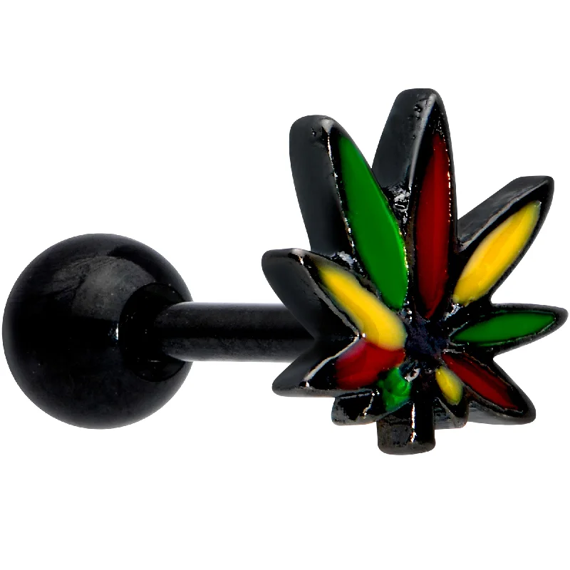 Women's Earrings – Elegant Designs for Every Personality--16 Gauge 1/4 Black Multicolor Pot Leaf Cartilage Tragus Earring Women's Earrings – Elegant Designs for Every Personality--16 Gauge 1/4 Black Multicolor Pot Leaf Cartilage Tragus Earring