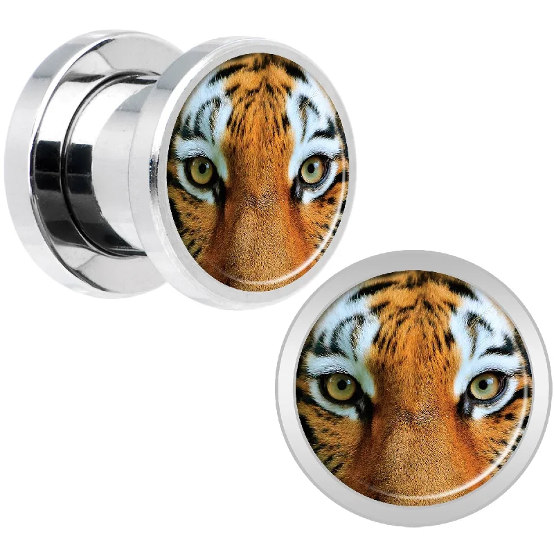 Women's Earrings – Elegant Designs for Every Personality--Full Color Tiger Eyes Steel Screw Fit Plug Set 0 Gauge Women's Earrings – Elegant Designs for Every Personality--Full Color Tiger Eyes Steel Screw Fit Plug Set 0 Gauge