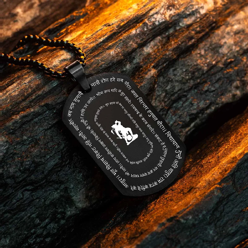 Exclusive Men's Necklaces & Pendants for the Modern Gentleman-Positivity Hanuman Chalisa 9 Verse Tag Necklace Exclusive Men's Necklaces & Pendants for the Modern Gentleman-Positivity Hanuman Chalisa 9 Verse Tag Necklace