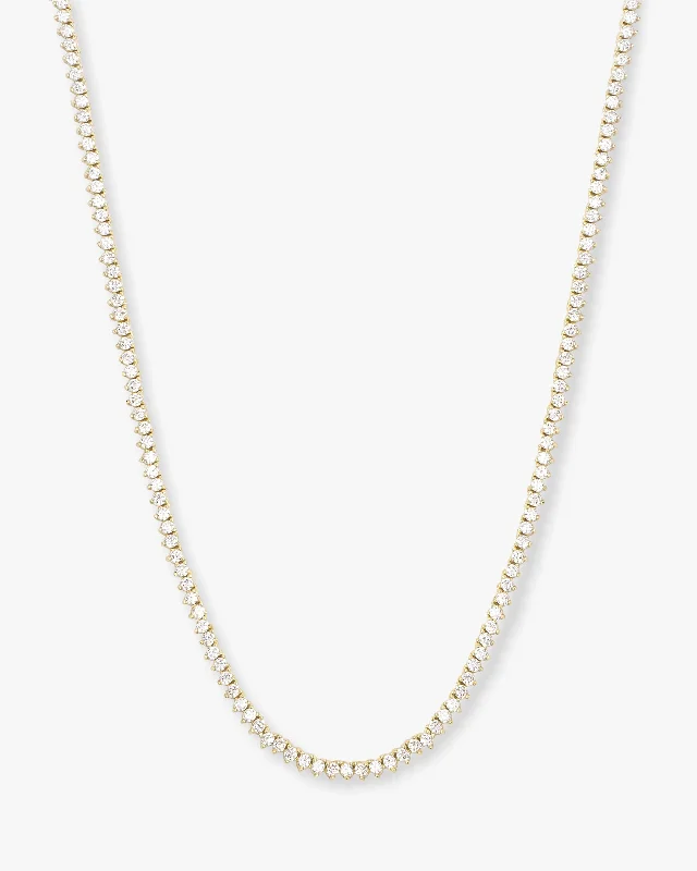 Shop Classic Women's  Necklaces & Pendants with a Modern Twist-Baby Not Your Basic Tennis Necklace 18" - Gold|White Diamondettes