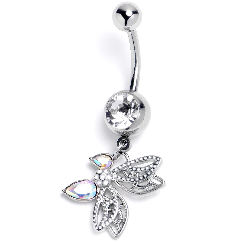 Stylish Belly Rings for Bold Fashion Choices -Clear Aurora Gem Ultra Drama Butterfly Dangle Belly Ring Stylish Belly Rings for Bold Fashion Choices -Clear Aurora Gem Ultra Drama Butterfly Dangle Belly Ring