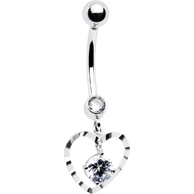 Sparkling Belly Rings for Unique Shine -16 Gauge Solid 14kt White Gold Modish Heart Belly Ring Sparkling Belly Rings for Unique Shine -16 Gauge Solid 14kt White Gold Modish Heart Belly Ring