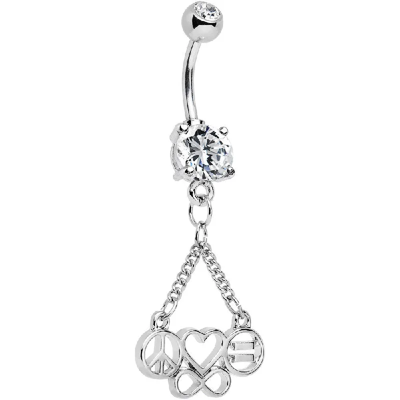 Trendy Belly Rings for Fashion-Lovers -Clear Gem Peace Sign Heart Love Equality Infinity Dangle Belly Ring Trendy Belly Rings for Fashion-Lovers -Clear Gem Peace Sign Heart Love Equality Infinity Dangle Belly Ring