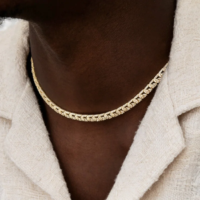 Exclusive Men's Necklaces & Pendants for the Modern Gentleman-Micro Iced G-Link Chain in Yellow Gold Exclusive Men's Necklaces & Pendants for the Modern Gentleman-Micro Iced G-Link Chain in Yellow Gold