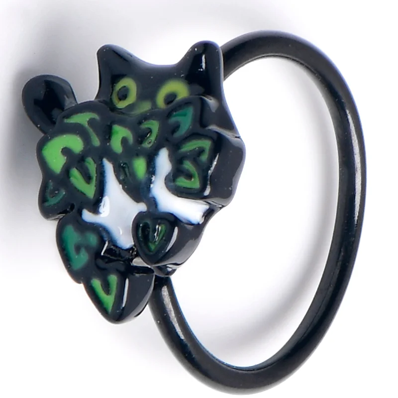 Nose Rings for Expressive Style -20 Gauge 5/16 Black Pouncing Cat Nose Hoop