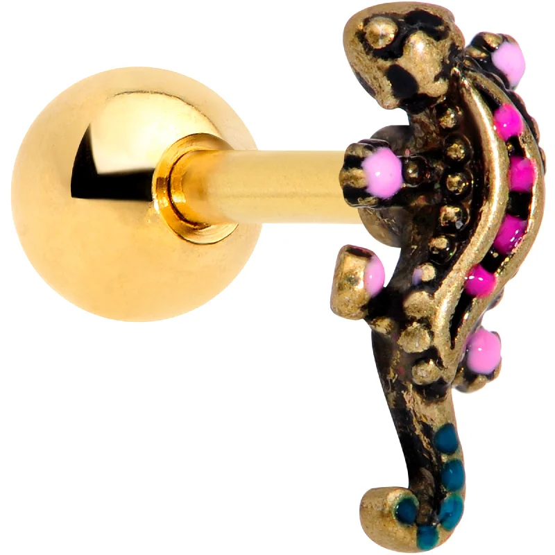 Women's Earrings – Elegant Designs for Every Personality--16 Gauge 1/4 Gold Tone Luxe Lizard Cartilage Tragus Earring Women's Earrings – Elegant Designs for Every Personality--16 Gauge 1/4 Gold Tone Luxe Lizard Cartilage Tragus Earring