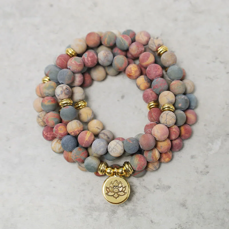 High-Quality Stainless Steel Bracelets for Men-Buddha Stones 108 Mala Beads Picasso Jasper Stone Courage Energy Bracelet High-Quality Stainless Steel Bracelets for Men-Buddha Stones 108 Mala Beads Picasso Jasper Stone Courage Energy Bracelet