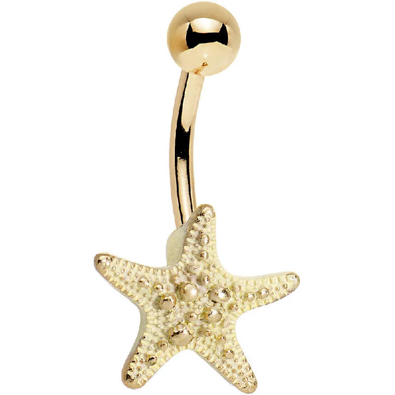 Comfortable Belly Rings with Radiant Detail -Gold PVD Undersea Studded Starfish Belly Ring Comfortable Belly Rings with Radiant Detail -Gold PVD Undersea Studded Starfish Belly Ring