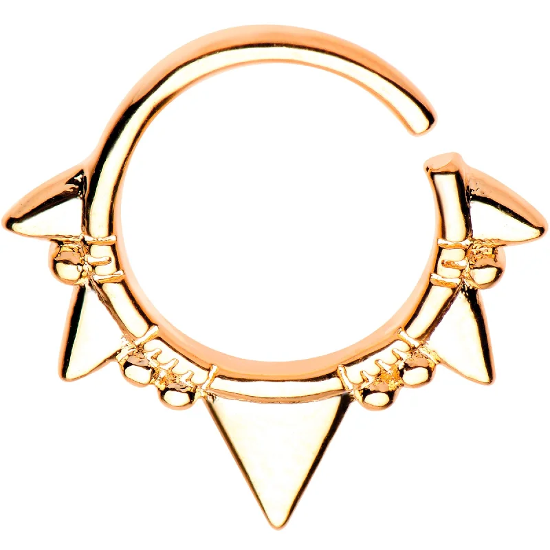 Nose Rings for Fast Fashion -16 Gauge Rose Gold Plated Boho Triangles Seamless Circular Ring Nose Rings for Fast Fashion -16 Gauge Rose Gold Plated Boho Triangles Seamless Circular Ring