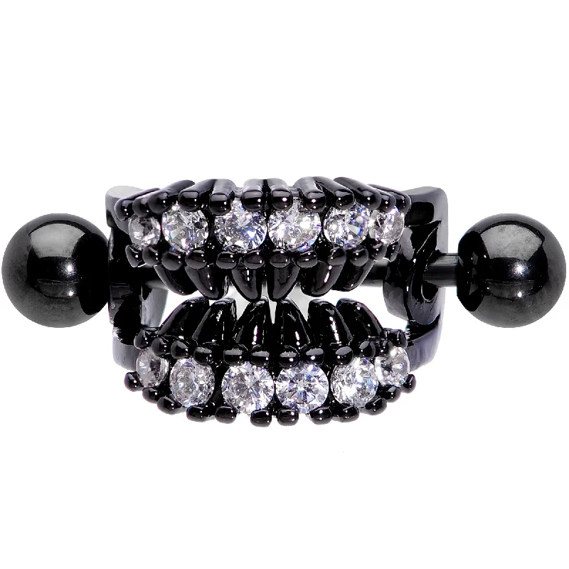 Women's Earrings – Elegant Designs for Every Personality--16 Gauge 1/2 Clear CZ Gem Black Scary Fang Halloween Cartilage Cuff Women's Earrings – Elegant Designs for Every Personality--16 Gauge 1/2 Clear CZ Gem Black Scary Fang Halloween Cartilage Cuff