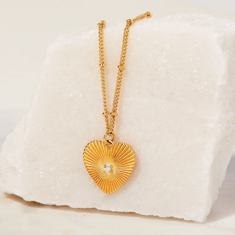 Shop Classic Women's  Necklaces & Pendants with a Modern Twist-Sunburst Heart Necklace