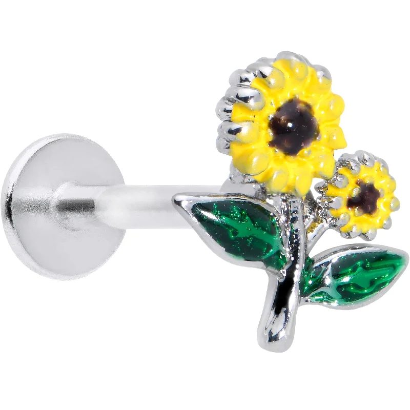 Lip Rings with Stunning Details for Daring Fashion16 Gauge 5/16 Cheery Inlay Sunflowers Labret Monroe Tragus