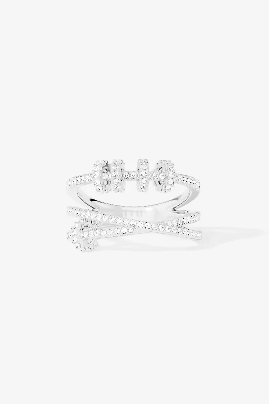 Chic Women's Rings for Fashion-Forward Looks-Triple Ring with Sliding Hoops