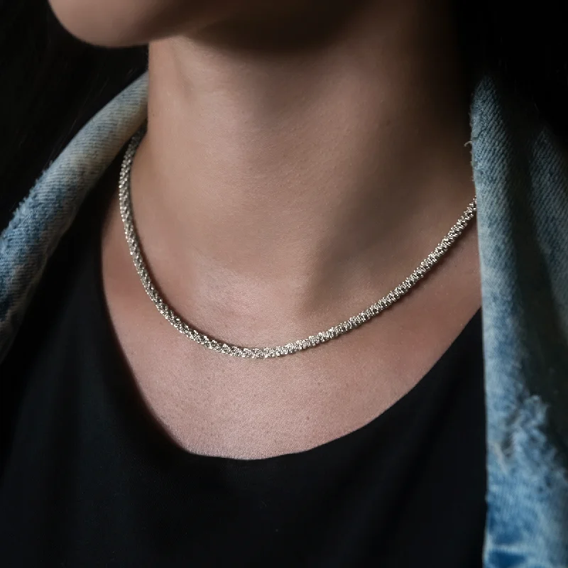 Shop Classic Women's  Necklaces & Pendants with a Modern Twist-Popcorn Necklace in White Gold- 4mm