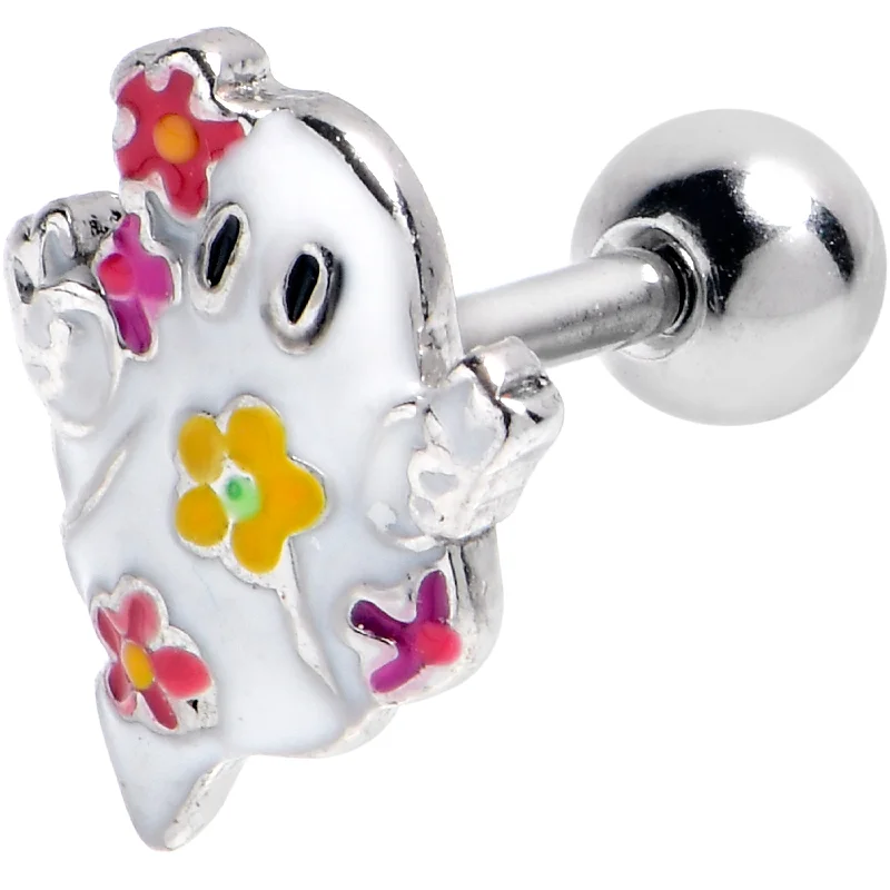 Women's Earrings – Elegant Designs for Every Personality--16 Gauge 1/4 Floral Ghost Halloween Cartilage Tragus Earring Women's Earrings – Elegant Designs for Every Personality--16 Gauge 1/4 Floral Ghost Halloween Cartilage Tragus Earring